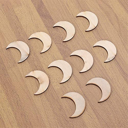 20 Pieces Moon Shape Unfinished Wood DIY Crafts Wooden Cutouts Wood Discs Slices for Home DIY Projects Craft Decor, 1.5x1.9 Inches - WoodArtSupply