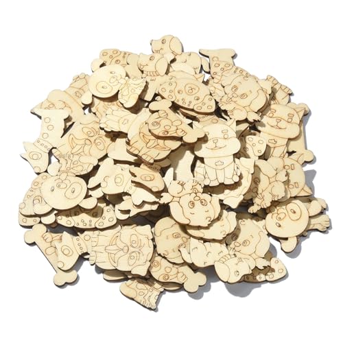 UR Urlifahall 100 Pcs Puppy Dog Wood Cutouts Ornaments Unfinished Wood Pieces Blank Wooden Ornaments Paint Slices for DIY Craft Decorative - WoodArtSupply