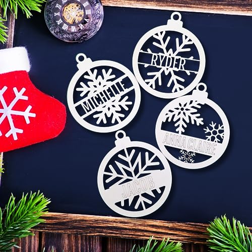 Personalized Gingerbread Ornament, Wooden Christmas Tree Decoration, Custom Holiday Name Sign, for Family - WoodArtSupply