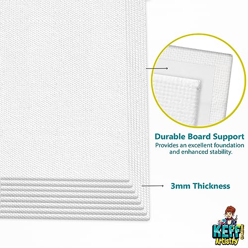 KEFF Canvases for Painting - 8x10 12 Pack Art Paint Canvas Panels Set Boards - 100% Cotton Primed Painting Supplies for Acrylic, Oil, Tempera & KEFF