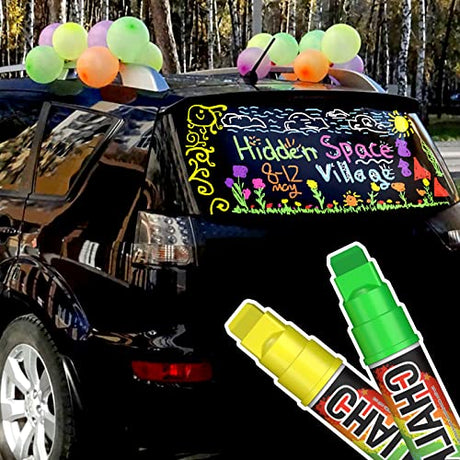 Window Chalk Markers for Cars Washable: 8 Colors Jumbo Liquid Chalk Marker with 10mm Thick Tips, Big Chalkboard Markers, Car Window Paint Markers Pen KERIFI
