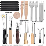 BAGERLA 50 Pieces Leather Working Tools and Supplies with Leather Tool Box Prong Punch Edge Beveler Wax Ropes Needles Perfect for Stitching Punching BAGERLA
