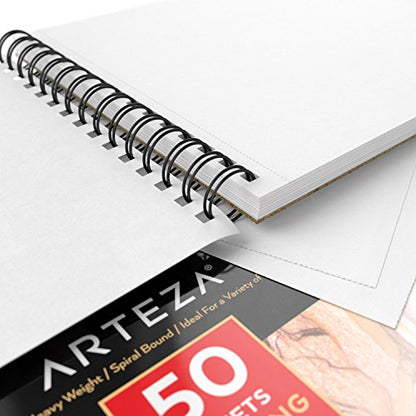 ARTEZA Drawing Pad 8x10 Inches, Pack of 2, 50 Pages Each, Drawing Notebook, Sketch Books for Drawing, Perfect Drawing Pads for Artists, Quality