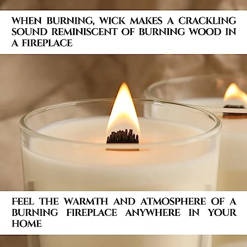 200PCS Wicks Wooden Set for Candles – 100 Wooden Wicks and 100 Candle Wick Clips for Candle Making Supplies Wood Candle Wicks for Soy Wax Wood Wicks YARRD