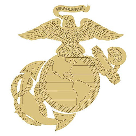 U.S Marine Corps Symbol Cutout Unfinished Wood Military Emblem Veteran Memorabilia MDF Shape Canvas Style 1 (12") Diverse Woodworking