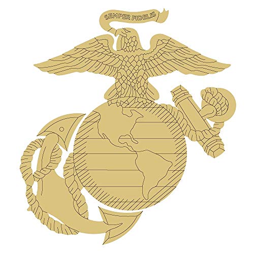 U.S Marine Corps Symbol Cutout Unfinished Wood Military Emblem Veteran Memorabilia MDF Shape Canvas Style 1 (12") - WoodArtSupply