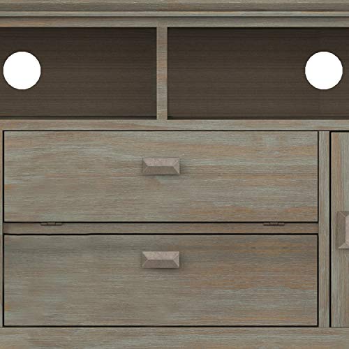 SIMPLIHOME Artisan SOLID WOOD Universal TV Media Stand, 72 inch Wide, Transitional, Living Room Entertainment Center, Storage Cabinet, for Flat