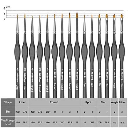 Nicpro 15 Pack Miniature Painting Set, Fine Detail Paint Brushes for Models, Acrylic Watercolor Oil, Ceramic, Shoe, Citadel, Art Figure Paint by - WoodArtSupply