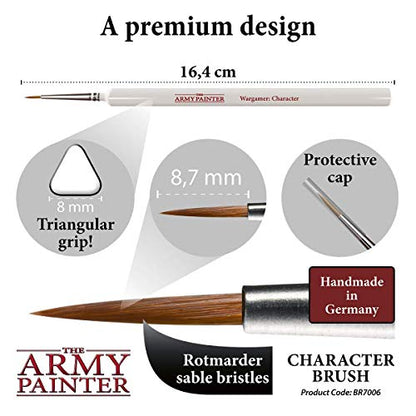 The Army Painter Wargamer: Character Brush - Fine Detail Paint Brush Set with Rotmarder Sable Hair - Small Paint Brush, Model Paint Brush, Fine Tip - WoodArtSupply