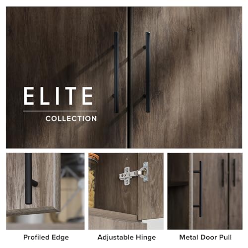 Prepac Elite 32" Drifted Gray Freestanding Storage Cabinet with 3 Adjustable Shelves Prepac