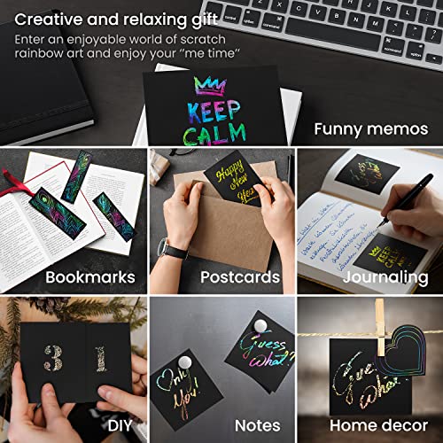 Arteza Scratch Paper, Set of 42 Sheets, 10.9 x 8.2 Inches, Includes 4 Unique Patterns, 4 Scratchers, 4 Stencils, 4 Post Cards, Art Supplies for Craft ARTEZA