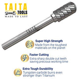Carbide Burr 1/4" Shank, SC-5 Tungsten Double Cut Rotary Die Grinder Bits - Cutting Burrs for Milwaukee, Dewalt and Makita Die Grinder Accessories - TaitaTools