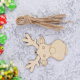 Holibanna 20pcs Unfinished Wooden Ornament Reindeer Hanging Embellishments Crafts for DIY Paint Holiday Decor Holibanna
