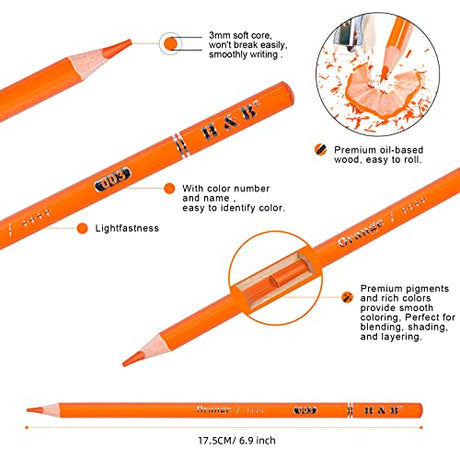 H & B 120 Colored Pencils Set, Art Pencil Kit for Adult Coloring,Oil Based Soft Core, Ideal for Coloring Sketching Shading,Art Set for Kids Teens H & B
