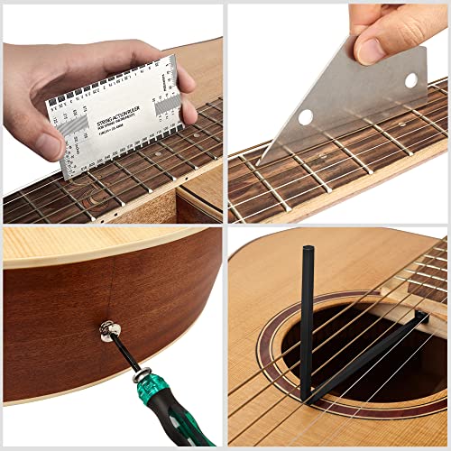 Meideal 65 Pieces Guitar Repairing Maintenance Tool Kit, Guitar Setup Kit Cleaning Care Accessories for Acoustic Electric Guitar Bass Ukulele Meideal