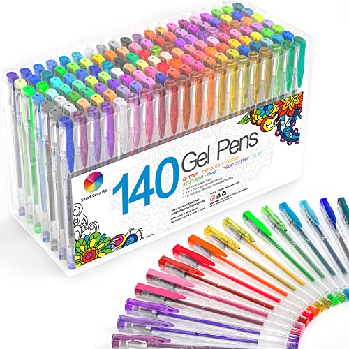 Smart Color Art 140 Colors Gel Pens Set Gel Pen for Adult Coloring Books Drawing Painting Writing - WoodArtSupply