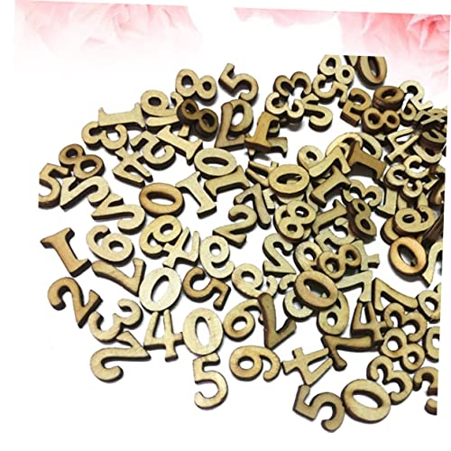 SEWOART 100pcs Pieces DIY Wooden Number Unfinished Crafts Numbers Wood Letters Wooden Number Chips Wood Number Cutouts Wedding Blank Puzzle Wooden SEWOART