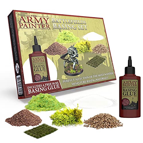 The Army Painter Battlefields Basing Set - Static Grass for Miniature Terrain Basing set - Static Grass & Free Basing Glue, Woodland Scenic Static The Army Painter