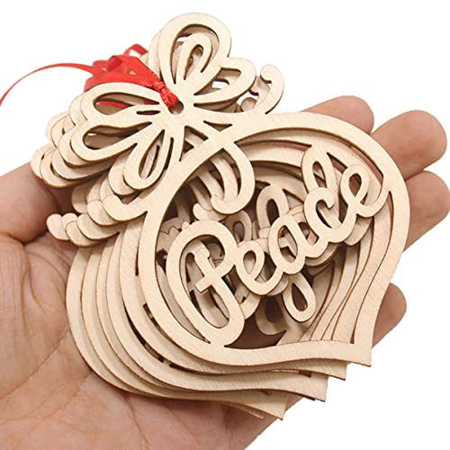 COHEALI 18 pcs Design DIY Twine Decorations Gift Christmas Unfinished Decor Festival Cutouts Wood Love Pendants Drawing Holiday Graffiti for Hope - WoodArtSupply