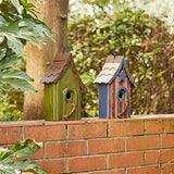 Glitzhome Green Hand Painted Garden Wood Birdhouse with Single Roof Hanging Bird House for Outside glitzhome