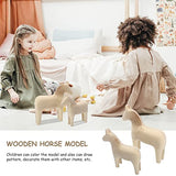 Unfinished Wooden Horse DIY Figurine: 2Pcs Blank Unpainted Dala Horse Models Kids Painting Toy for DIY Crafts Table Decoration Happyyami