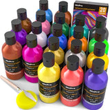 Nicpro Metallic Acrylic Paint Set (8.45 oz, 250 ml), 20 Colors Large Acrylic Paint Bulk, Non Toxic Art Painting Supplies for Multi Surface Canvas Nicpro
