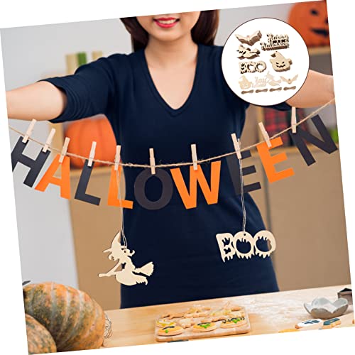 Abaodam 100 Pcs Halloween Wood Chips Lantern Decorative Miniture Decoration Home Decoration Wooden Paint Crafts Spider Wood Shapes Unfinished Wooden Abaodam