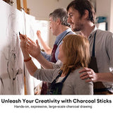 Dyvicl Compressed Graphite Charcoal Sticks, Square Black White Charcoal for Sketching, Drawing, Shading, Blending, Pack of 18 Dyvicl