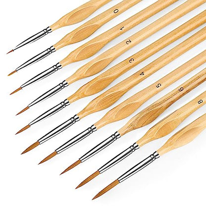 Miniature Paint Brushes, 10PC Fine Detail Paint Brush Set, Mini Small Painting Brushes for Art, Crafts, Acrylic, Watercolor, Oil, Model, Face, - WoodArtSupply