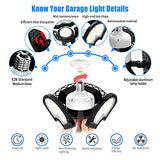 Dansny LED Garage Light, 120W Deformable LED Garage Ceiling Lights 18000 Lumens Led Shop Lights for Garage, Garage Lights with 3 Adjustable Panels. Dansny