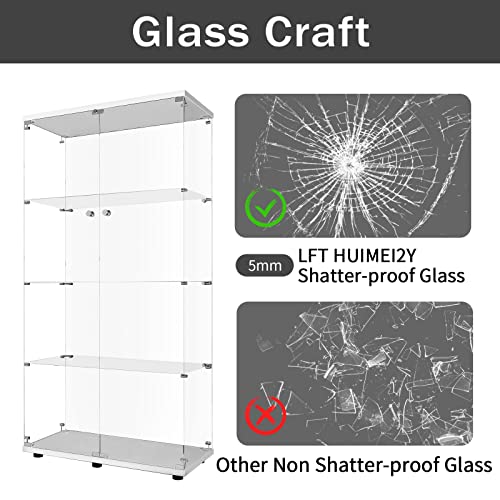 Elegant LFT HUIMEI2Y Tempered Glass Display Cabinet with 4 Shelves and Double Doors, Quick Assembly in 30 Minutes LFT HUIMEI2Y