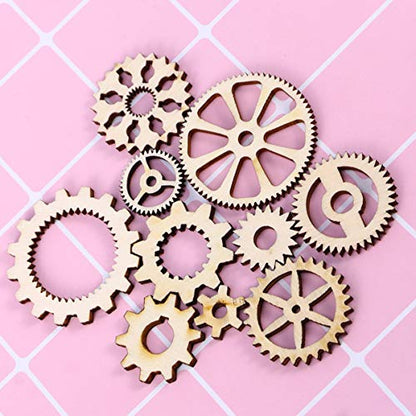 Happyyami 50PCS Nativity Craft Unfinished Wooden Earrings Toy Labels Mini Wooden Gear Slices Wood Shapes for Crafts Unfinished Wooden Gear DIY