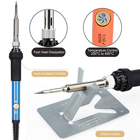 ACRSIKR Wood Burning Kit, WoodBurning Tool Adjustable Temperature 200~450 ℃ Pyrography Kit for Adults Kids Beginners (Bue) ACRSIKR