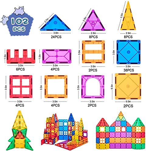 Compatible Magnetic Tiles Building Blocks STEM Toys for 3+ Year Old Boys and Girls Montessori Toys Toddler Kids Gifts Parent Approved Sensory Toys Soyee
