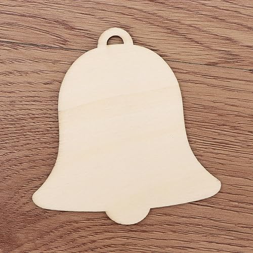Healifty 10Pcs Unfinished Christmas Wooden Ornaments Bell Wood Cutouts Wood Slices for Christmas Trees Hanging Decorations Healifty