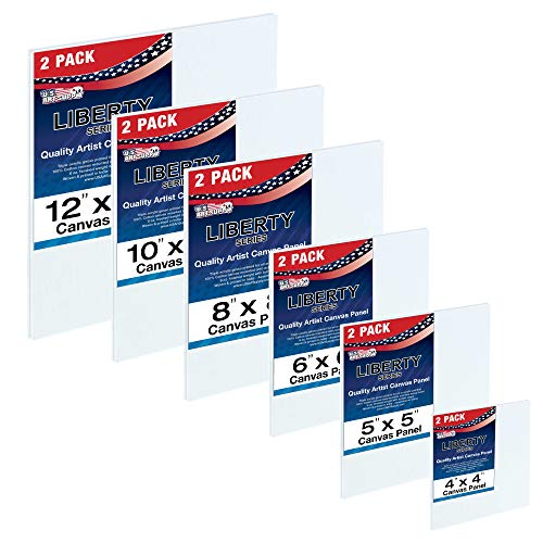 U.S. Art Supply Square Variety Assortment Professional Artist Quality Acid Free Canvas Panels 12-Total Panels (2-EA: 12x12, 10x10, 8x8, 6x6, 5x5, U.S. Art Supply