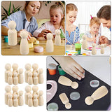 Toyvian 50pcs White Embryo Wood Doll Peg Doll Kit Unfinished Peg Dolls Wood Peg Dolls Natural Wooden Mushroom Kids Glass Mushroom Painting Puppets Toyvian