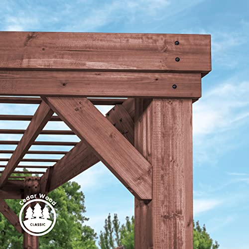 Backyard Discovery 14x10 Brockton All Cedar Pergola, Durable, Quality Supported Structure, Wind Resistant up to 100MPH, Rot Resistant, Electrical - WoodArtSupply