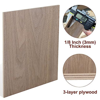 Frylr Walnut Plywood 8pcs - 12"x12"x1/8" A/A Grade Walnut Plywood Wood Sheets - 3MM Thickness Unfinished Wood for Crafts, Laser Cutting and - WoodArtSupply