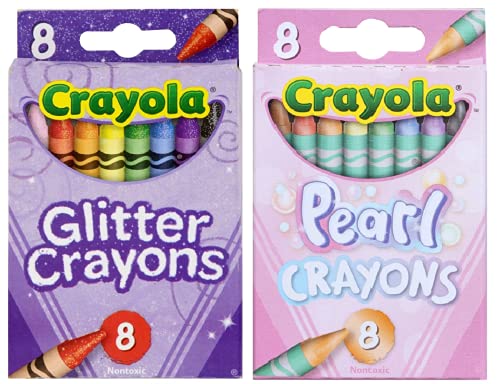 Glitter and Pearl Crayons, 8 count each - WoodArtSupply