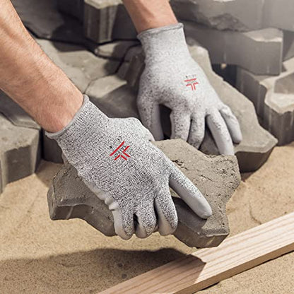 SAFEAT Safety Grip Work Gloves for Men and Women – Protective, Flexible, Cut Resistant, Comfortable PU Coated Palm. Complimentary Ebook Included.