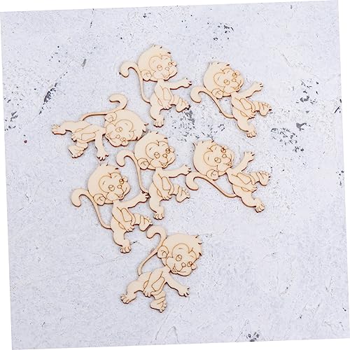 VILLCASE 60 pcs Christmas Tree Hanging Ornaments Unfinished Wood Monkey Cutout Shapes Wood Letters Crafts Christmas Desktop Decor Desk Topper DIY VILLCASE