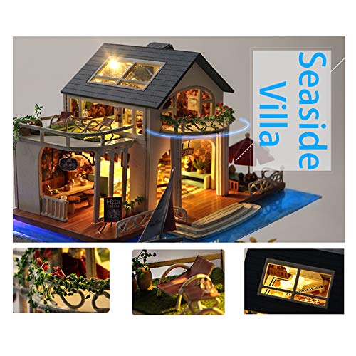 UniHobby DIY Miniature Dollhouse Kit,UniHobby DIY Dollhouse kit Tiny House Wooden Toy Gift with Furniture Dust Proof LED Lights for Adults UniHobby