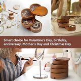 JSVER Wooden Jewelry Holder Organizer Portable Jewelry Organizer, Small Jewelry Box, Jewelry Case 4-Layer Rotatable Jewelry Travel Organizer For JSVER