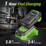 WORKPRO 20V Cordless Drill Combo Kit, Drill Driver and Impact Driver with 2x 2.0Ah Batteries and 1 Hour Fast Charger WORKPRO
