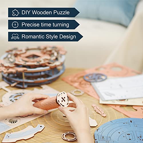 ROKR 3D Puzzles for Adults Vintage Wooden Pendulum Clock Kits 12", Mechanical Building Model Kits DIY Wall Clock Hobbies for Adults Home Decor Gifts for Teens