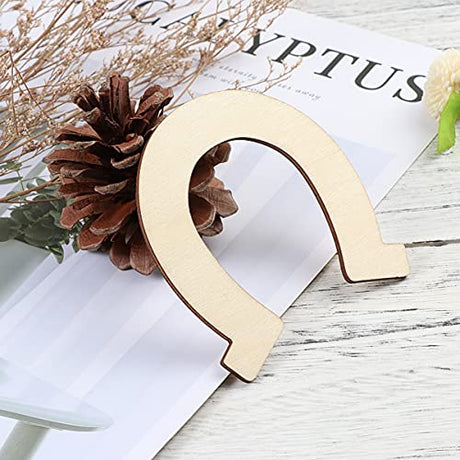 Healifty 24pcs Wood Discs Slices Horseshoe Shape Unfinished Wooden Cutouts Craft DIY Decoration Healifty