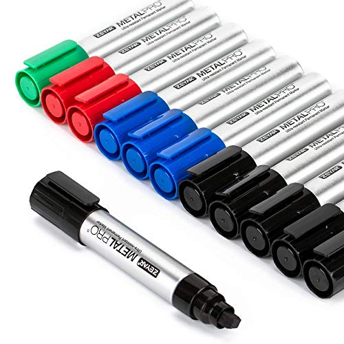 ZEYAR Permanent Markers, JUMBO Size, Aluminum Barrel, Set of 12, Premium Waterproof & Smear Proof Markers, Quick Drying (12 Pcs) - WoodArtSupply