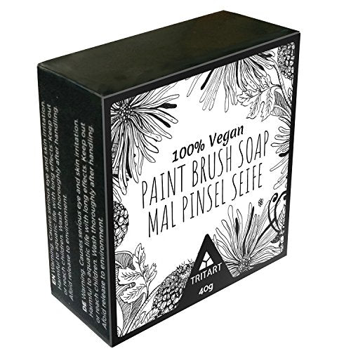 Tritart 100% Vegan Paint Brush Cleaner Soap for Makeup, Watercolor & Acrylic Paint Brushes - Lemon Scented Paint Soap for Cleaning Oil Paint Brushes Tritart