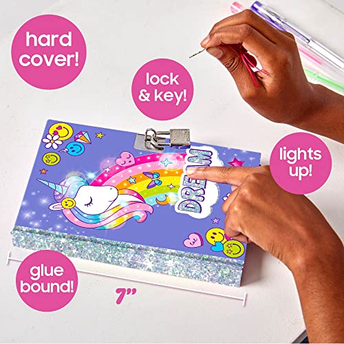Just My Style Light Up Diary, Personalized Journal With Lock and Key, Great Gift For Girls & Tweens, Perfect for Summer Camp or Sleep-Away Camp, Gel Just My Style